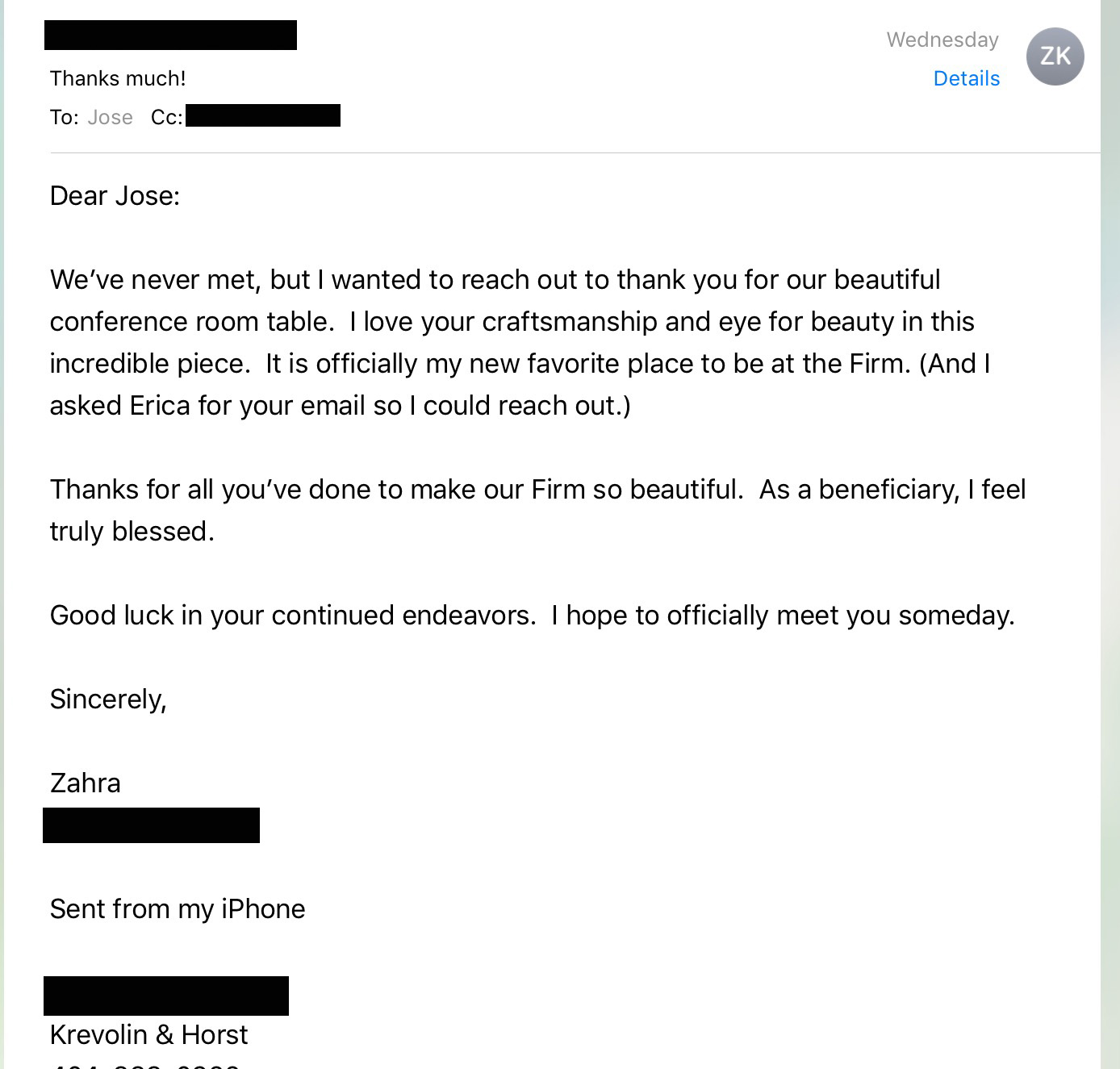Client feedback
