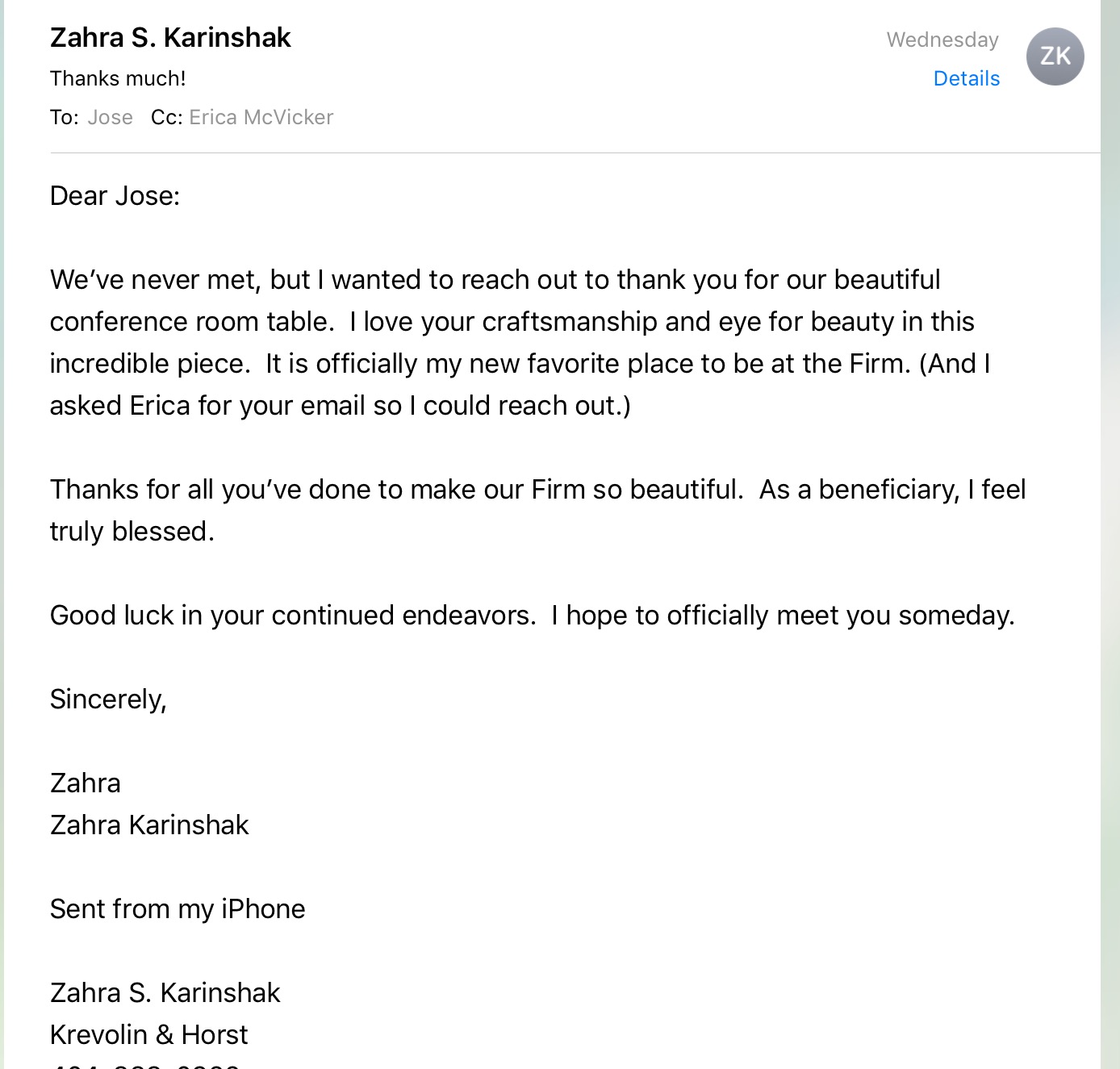 Client feedback