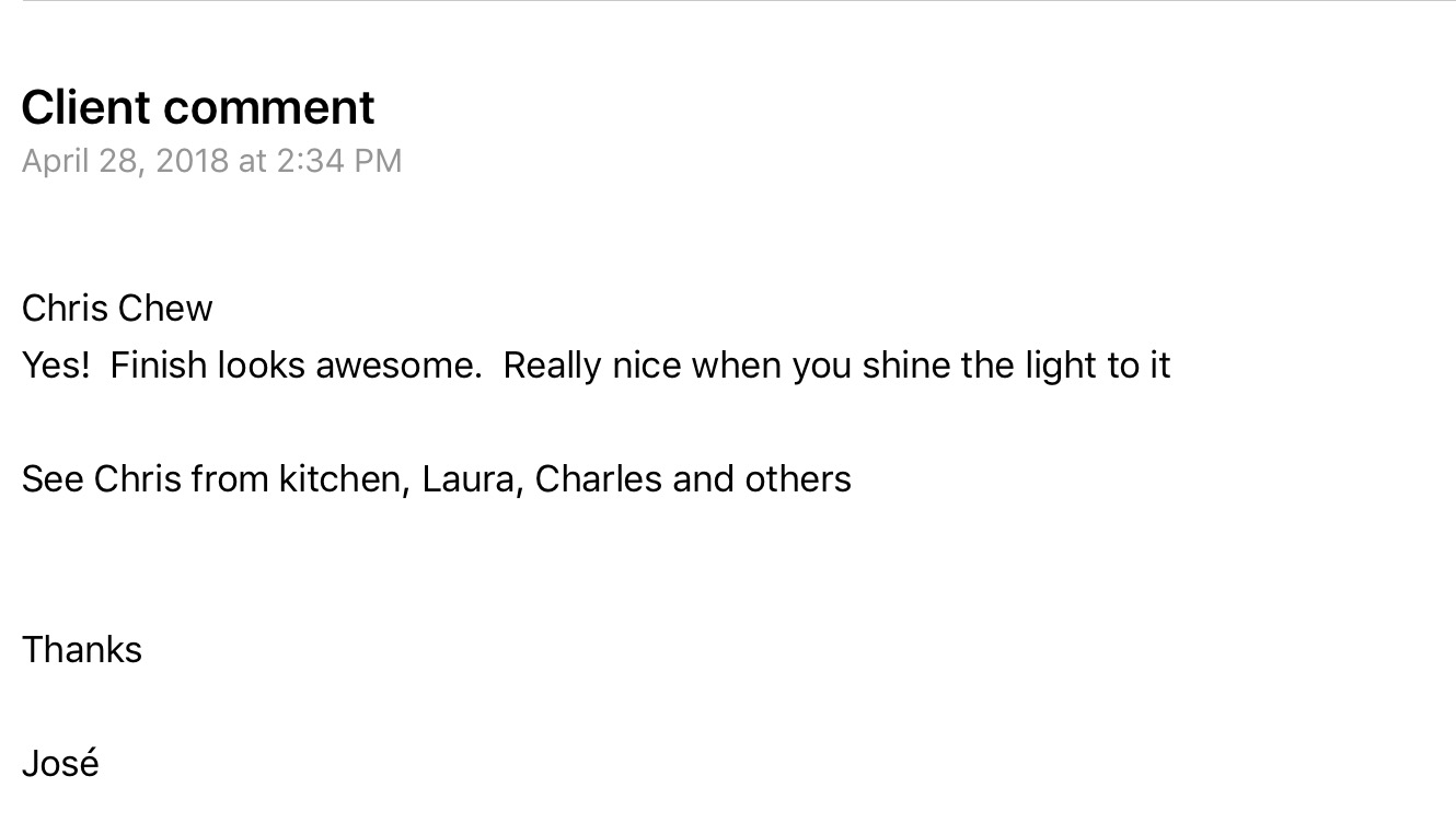 Client feedback