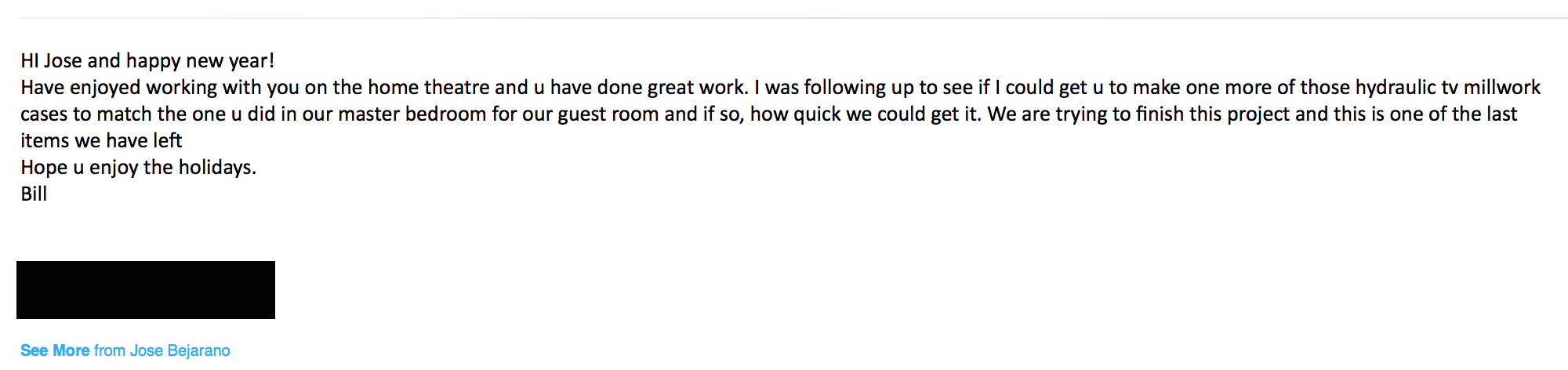 Client feedback