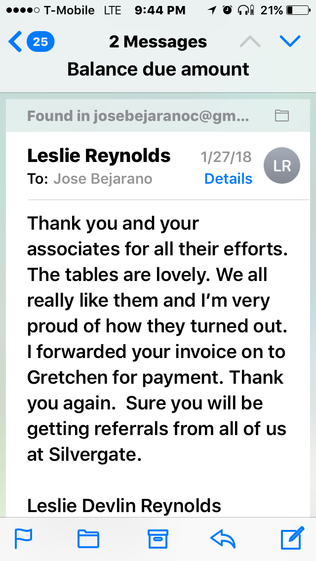 Client feedback