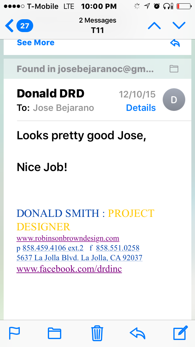 Client feedback
